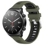 For Xiaomi MI Watch S1 22mm Sports Two-Color Steel Buckle Silicone Watch Band(Army Green+Black)