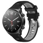For Xiaomi MI Watch S1 22mm Sports Two-Color Steel Buckle Silicone Watch Band(Black+Grey)