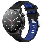 For Xiaomi MI Watch S1 22mm Sports Two-Color Steel Buckle Silicone Watch Band(Black+Blue)