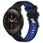 For Xiaomi MI Watch S1 Pro 22mm Sports Two-Color Steel Buckle Silicone Watch Band(Black+Blue)