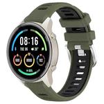 For Xiaomi MI Watch Color 2 22mm Sports Two-Color Steel Buckle Silicone Watch Band(Army Green+Black)