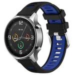 For Xiaomi MI Watch Sport 22mm Sports Two-Color Steel Buckle Silicone Watch Band(Black+Blue)