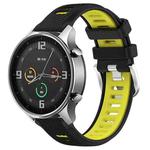 For Xiaomi MI Watch Sport 22mm Sports Two-Color Steel Buckle Silicone Watch Band(Black+Lime Green)