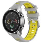 For Xiaomi MI Watch Sport 22mm Sports Two-Color Steel Buckle Silicone Watch Band(Grey+Yellow)