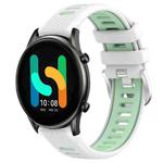 For Xiaomi MI Watch Color 22mm Sports Two-Color Steel Buckle Silicone Watch Band(White+Teal)