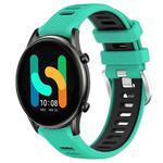 For Xiaomi MI Watch Color 22mm Sports Two-Color Steel Buckle Silicone Watch Band(Lake Blue+Black)