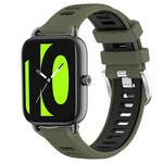 For Xiaomi Haylou RT2 LS10 22mm Sports Two-Color Steel Buckle Silicone Watch Band(Army Green+Black)
