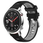 For Amazfit GTR 4 22mm Cross Texture Two Color Silicone Steel Buckle Watch Band(Black+Grey)