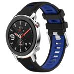 For Amazfit GTR 4 22mm Cross Texture Two Color Silicone Steel Buckle Watch Band(Black+Blue)