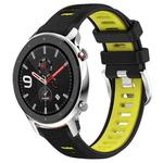 For Amazfit GTR 4 22mm Cross Texture Two Color Silicone Steel Buckle Watch Band(Black+Lime Green)