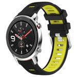 For Amazfit GTR 4 Pro 22mm Cross Texture Two Color Silicone Steel Buckle Watch Band(Black+Lime Green)