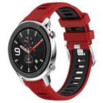 For Amazfit GTR 4 Pro 22mm Cross Texture Two Color Silicone Steel Buckle Watch Band(Red+Black)