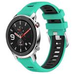 For Amazfit GTR 4 Pro 22mm Cross Texture Two Color Silicone Steel Buckle Watch Band(Lake Blue+Black)