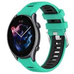 For Amazfit GTR 3 22mm Cross Texture Two Color Silicone Steel Buckle Watch Band(Lake Blue+Black)