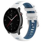 For Amazfit GTR 2e 22mm Cross Texture Two Color Silicone Steel Buckle Watch Band(White+Blue)