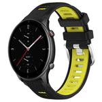 For Amazfit GTR 2e 22mm Cross Texture Two Color Silicone Steel Buckle Watch Band(Black+Lime Green)