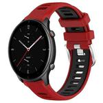 For Amazfit GTR 2e 22mm Cross Texture Two Color Silicone Steel Buckle Watch Band(Red+Black)