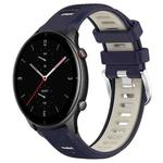 For Amazfit GTR 2e 22mm Cross Texture Two Color Silicone Steel Buckle Watch Band(Midnight Blue + Starlight)