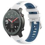 For Amazfit GTR 47mm 22mm Cross Texture Two Color Silicone Steel Buckle Watch Band(White+Blue)