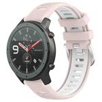 For Amazfit GTR 47mm 22mm Cross Texture Two Color Silicone Steel Buckle Watch Band(Pink+White)