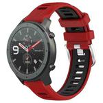 For Amazfit GTR 47mm 22mm Cross Texture Two Color Silicone Steel Buckle Watch Band(Red+Black)