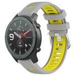For Amazfit GTR 47mm 22mm Cross Texture Two Color Silicone Steel Buckle Watch Band(Grey+Yellow)