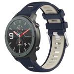 For Amazfit GTR 47mm 22mm Cross Texture Two Color Silicone Steel Buckle Watch Band(Midnight Blue + Starlight)