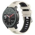 For Amazfit GTR 47mm 22mm Cross Texture Two Color Silicone Steel Buckle Watch Band(Starlight+Black)