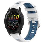 For Garmin Forerunner 265 22mm Sports Two-Color Steel Buckle Silicone Watch Band(White+Blue)