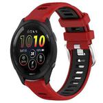 For Garmin Forerunner 265 22mm Sports Two-Color Steel Buckle Silicone Watch Band(Red+Black)