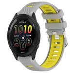For Garmin Forerunner 265 22mm Sports Two-Color Steel Buckle Silicone Watch Band(Grey+Yellow)