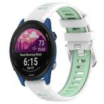 For Garmin Forerunner 255 Music 22mm Sports Two-Color Steel Buckle Silicone Watch Band(White+Teal)