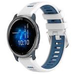 For Garmin Venu 2 22mm Sports Two-Color Steel Buckle Silicone Watch Band(White+Blue)
