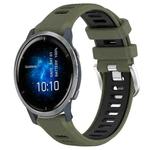 For Garmin Venu 2 22mm Sports Two-Color Steel Buckle Silicone Watch Band(Army Green+Black)