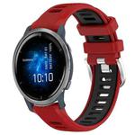 For Garmin Venu 2 22mm Sports Two-Color Steel Buckle Silicone Watch Band(Red+Black)