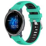 For Garmin Venu 2 22mm Sports Two-Color Steel Buckle Silicone Watch Band(Lake Blue+Black)