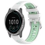 For Garmin Vivoactive4 22mm Sports Two-Color Steel Buckle Silicone Watch Band(White+Teal)