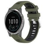 For Garmin Vivoactive4 22mm Sports Two-Color Steel Buckle Silicone Watch Band(Army Green+Black)
