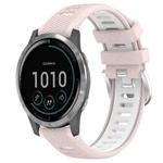 For Garmin Vivoactive4 22mm Sports Two-Color Steel Buckle Silicone Watch Band(Pink+White)