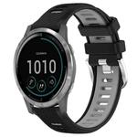 For Garmin Vivoactive4 22mm Sports Two-Color Steel Buckle Silicone Watch Band(Black+Grey)
