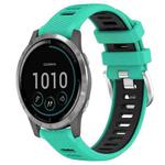 For Garmin Vivoactive4 22mm Sports Two-Color Steel Buckle Silicone Watch Band(Lake Blue+Black)