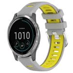 For Garmin Vivoactive4 22mm Sports Two-Color Steel Buckle Silicone Watch Band(Grey+Yellow)