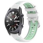 For Samsung Galaxy Watch3 45mm 22mm Sports Two-Color Steel Buckle Silicone Watch Band(White+Teal)