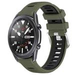 For Samsung Galaxy Watch3 45mm 22mm Sports Two-Color Steel Buckle Silicone Watch Band(Army Green+Black)