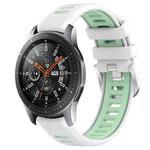 For Samsung Galaxy Watch 46mm 22mm Sports Two-Color Steel Buckle Silicone Watch Band(White+Teal)