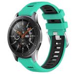 For Samsung Galaxy Watch 46mm 22mm Sports Two-Color Steel Buckle Silicone Watch Band(Lake Blue+Black)