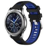 For Samsung Gear S3 Classic 22mm Sports Two-Color Steel Buckle Silicone Watch Band(Black+Blue)