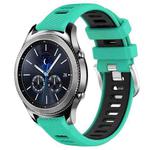 For Samsung Gear S3 Classic 22mm Sports Two-Color Steel Buckle Silicone Watch Band(Lake Blue+Black)