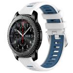 For Samsung Gear S3 Frontier 22mm Sports Two-Color Steel Buckle Silicone Watch Band(White+Blue)