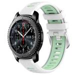 For Samsung Gear S3 Frontier 22mm Sports Two-Color Steel Buckle Silicone Watch Band(White+Teal)